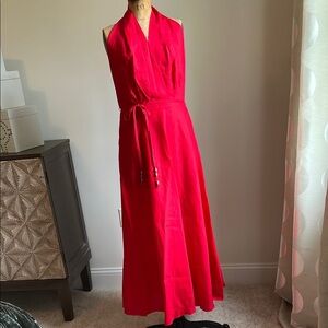 Elegant Red Halter Dress